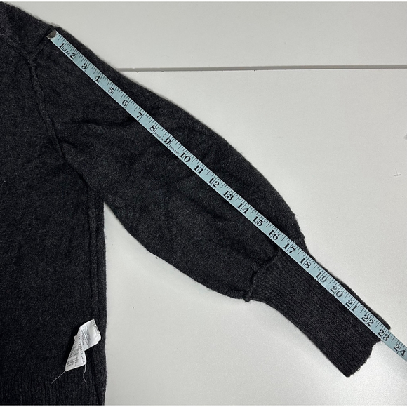 Madewell Dashwood Scandi Wool Blend Sweater Balloon Sleeve V Neck Dark Grey S - Picture 11 of 13